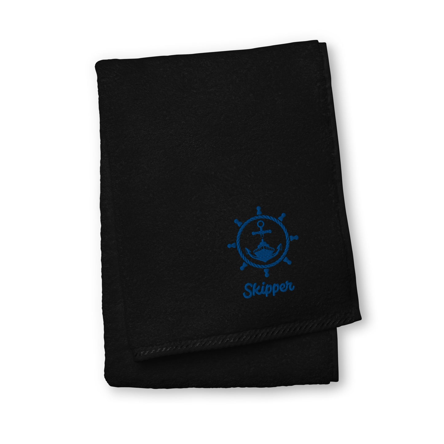 Skipper With Ship & Helm Cotton Towel