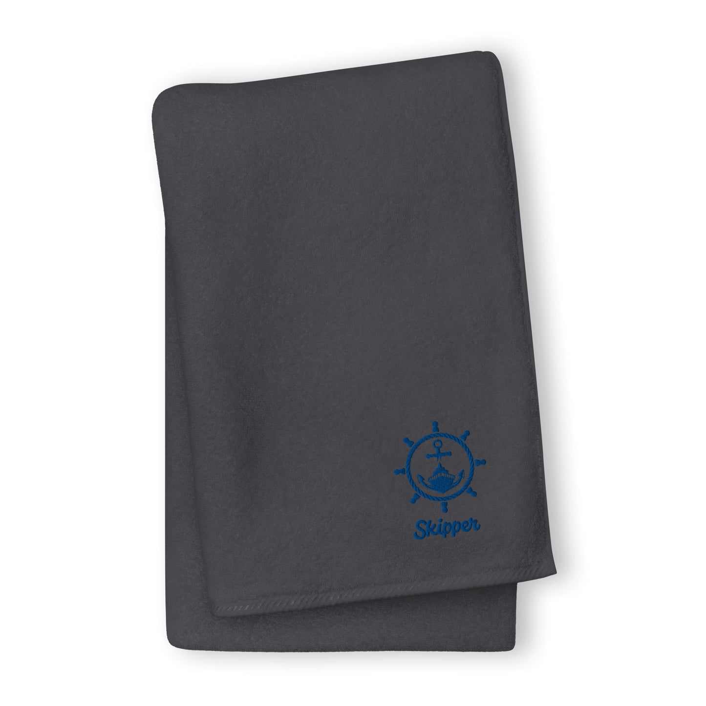 Skipper With Ship & Helm Cotton Towel