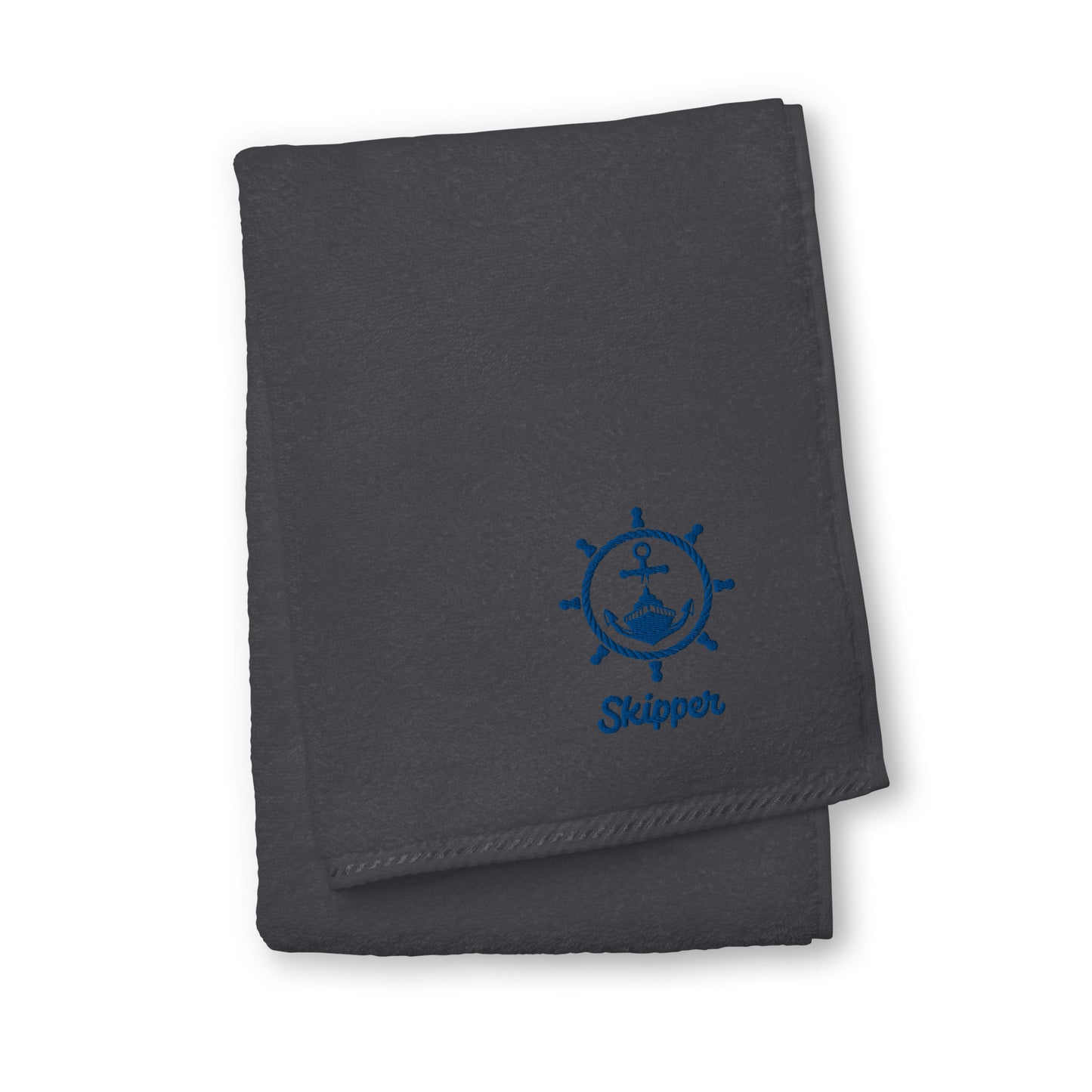 Skipper With Ship & Helm Cotton Towel