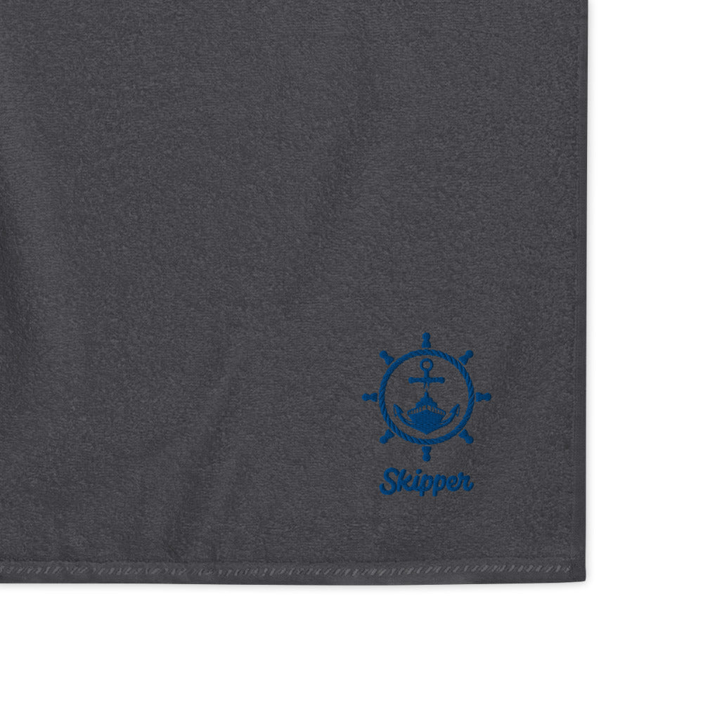 Skipper With Ship & Helm Cotton Towel