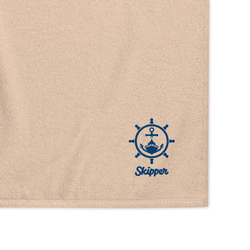 Skipper With Ship & Helm Cotton Towel