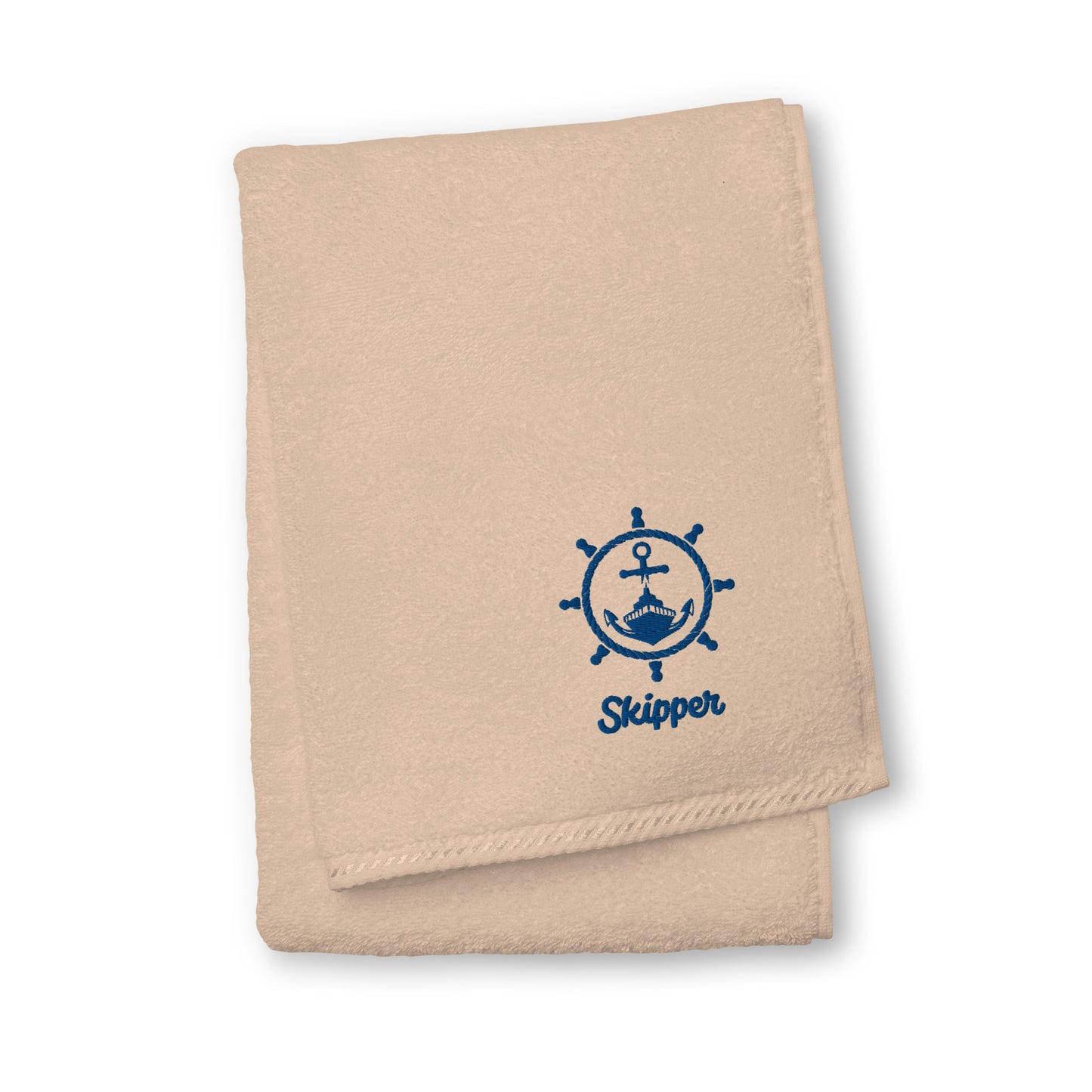 Skipper With Ship & Helm Cotton Towel