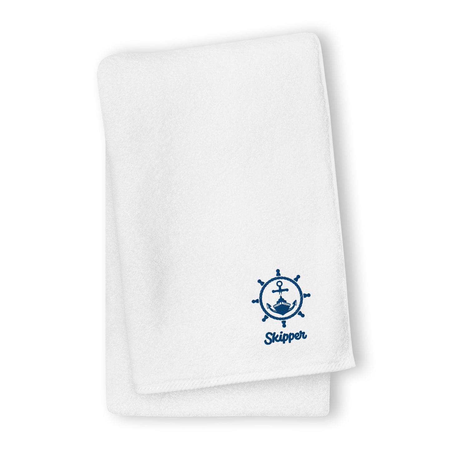 Skipper With Ship & Helm Cotton Towel