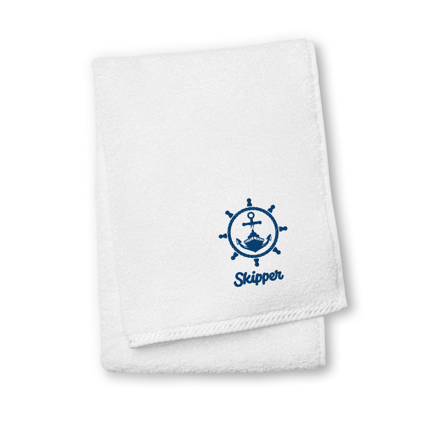 Skipper With Ship & Helm Cotton Towel