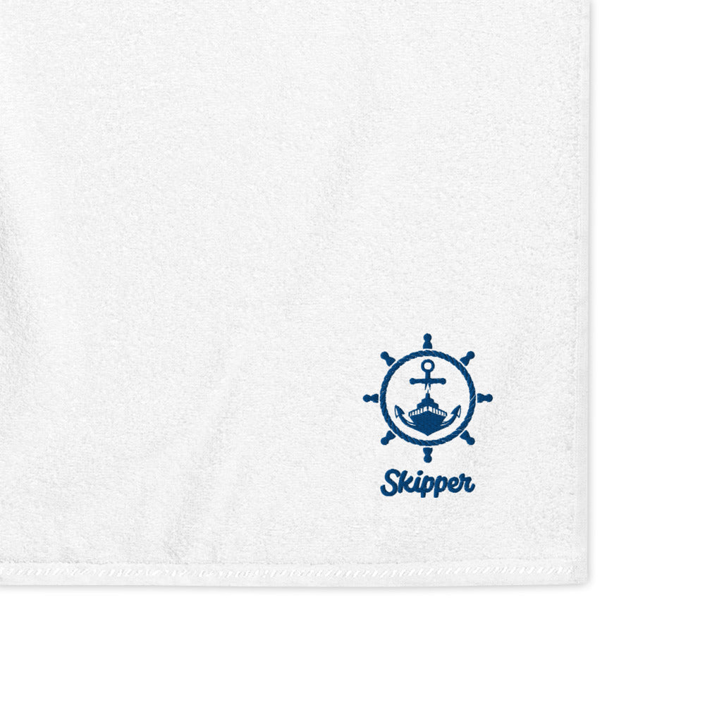 Skipper With Ship & Helm Cotton Towel